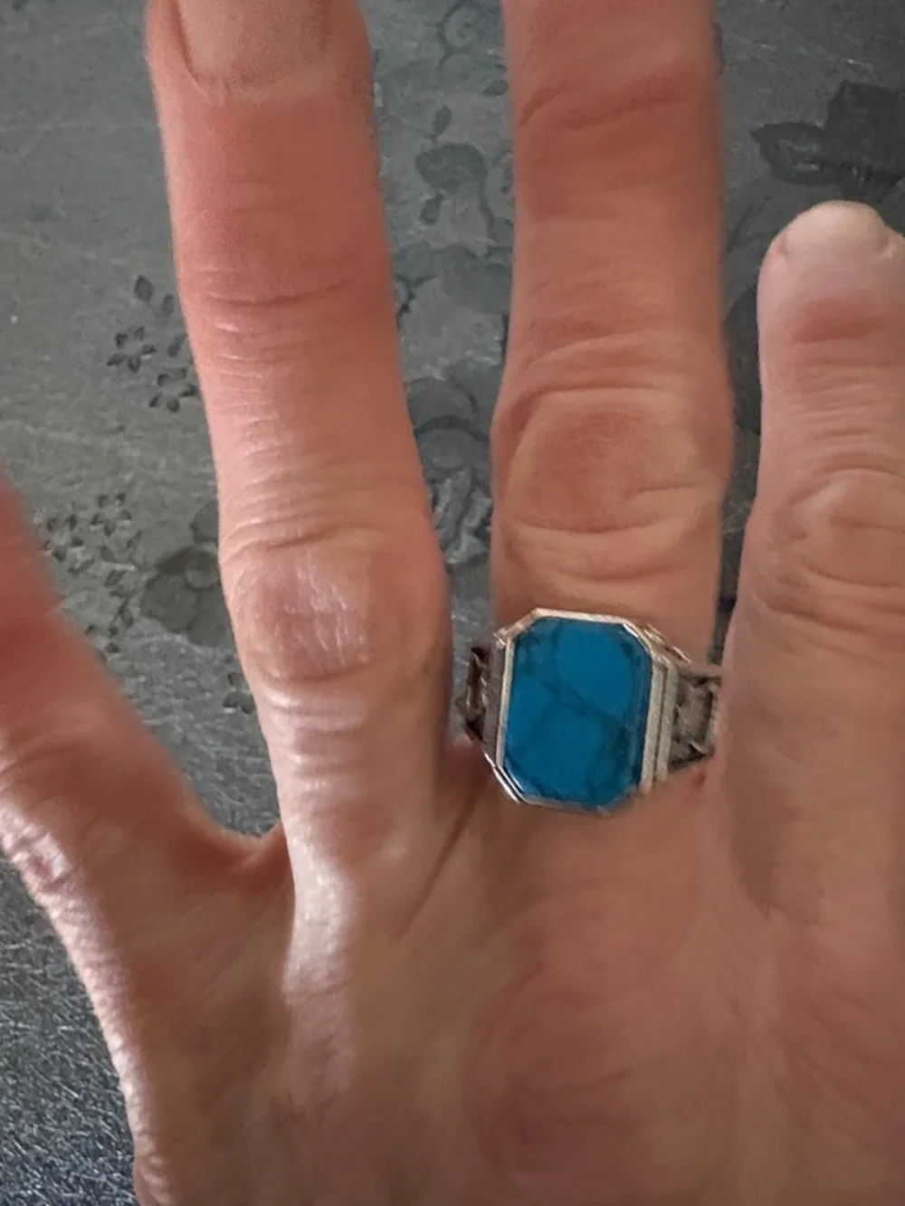 WOMEN'S MEN'S TURQUOISE .925 STERLING SILVER MOON STAR SIDE DESIGN SIZE 9 RING